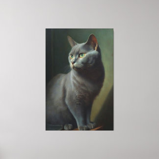 Impressão Em Tela Uma pintura a óleo de um gato azul russo