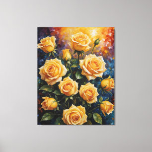 Impressão Em Tela uma pintura de colagem de rosas amarelas