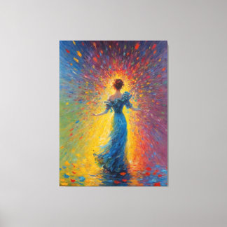 Impressão Em Tela uma pintura de mulher num vestido azul