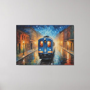 Impressão Em Tela uma pintura de um comboio numa via ferroviária