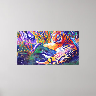 Impressão Em Tela uma pintura de um tigre na selva, arte digital
