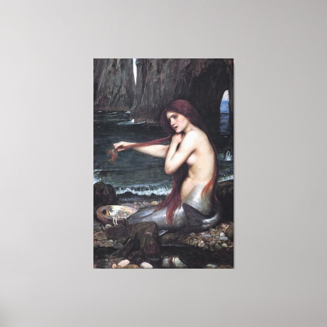 Impressão Em Tela Uma Sereia John William Waterhouse Mythological (Frente)