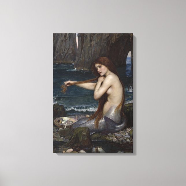 Impressão Em Tela Uma sereia por John William Waterhouse (Frente)