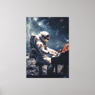 Impressão Em Tela Uma Sinfonia para as Estrelas Piano astronauta n