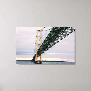 Impressão Em Tela Uma vista da ponte Mackinac a partir do Lago Michi