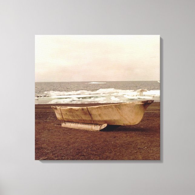 Impressão Em Tela Umiak, Walrus Skin Whalers Boat Pt. Barrow Quad (Frente)