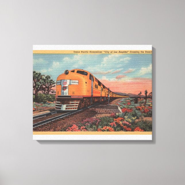 Impressão Em Tela Union Pacific Train, cidade de L.A. (Frente)
