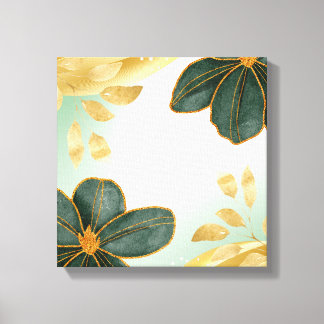 Impressão Em Tela Unique Green Floral Wall Art with Gold Accents