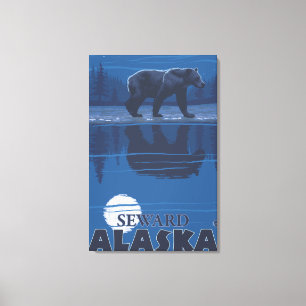 Impressão Em Tela Urso à Lua - Sento, Alasca