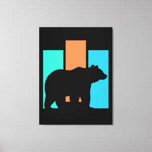 Impressão Em Tela Urso ao Ar Livre Silhueta da Natureza
