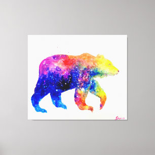 Impressão Em Tela Urso bonito e colorido
