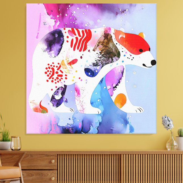 Impressão Em Tela Urso Celestial com um Sorriso          (Insitu(Sala de estar))