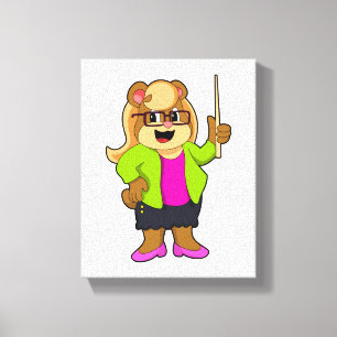 Impressão Em Tela Urso como Professor com Óculos