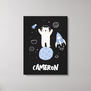 Impressão Em Tela Urso de Cartoon Bonito no Espaço
