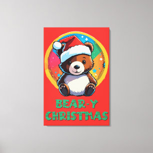 Impressão Em Tela Urso de Natal Bonito Adorável Kawaii Chibi
