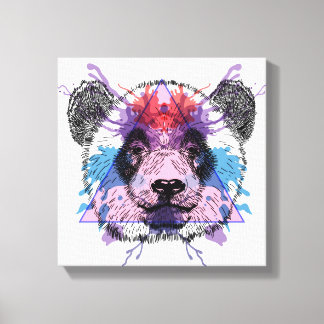 Impressão Em Tela Urso de Panda Geométrico