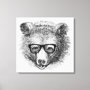 Impressão Em Tela Urso do hipster