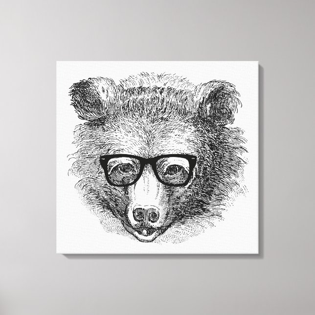 Impressão Em Tela Urso do hipster (Frente)
