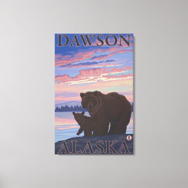 Impressão Em Tela Urso e Cub - Dawson, Alaska (Frente)