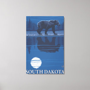 Impressão Em Tela Urso em MoonlightSouth Dakota