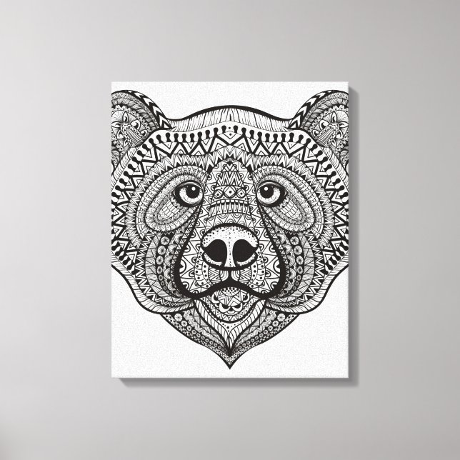 Impressão Em Tela Urso Inspirado face 6 (Frente)