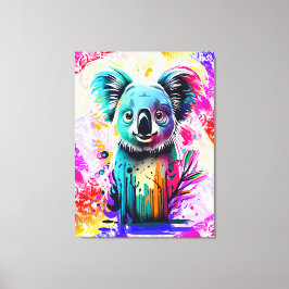 Impressão Em Tela Urso Koala - Pintura Colorida Do Urso Koala