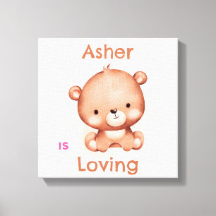 Impressão Em Tela Urso Marrom de Afirmação Personalizada para Crianç