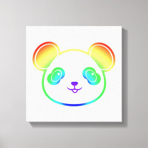 Impressão Em Tela Urso Panda Bonito Nas Cores Do Arco-Íris
