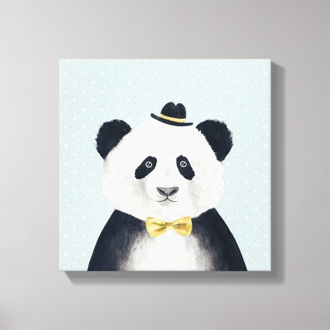 Impressão Em Tela Urso Panda de Aquarela (Frente)
