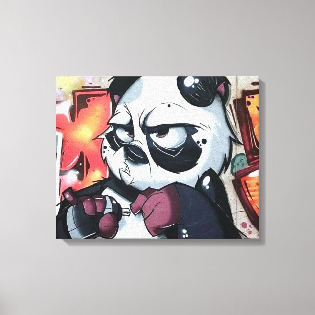 Impressão Em Tela Urso Panda de grafite (Frente)