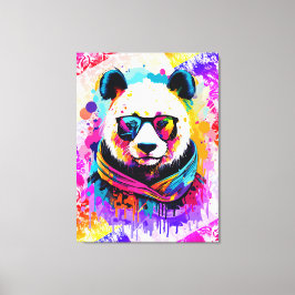 Impressão Em Tela Urso Panda - Pintura Colorida Do Urso Panda