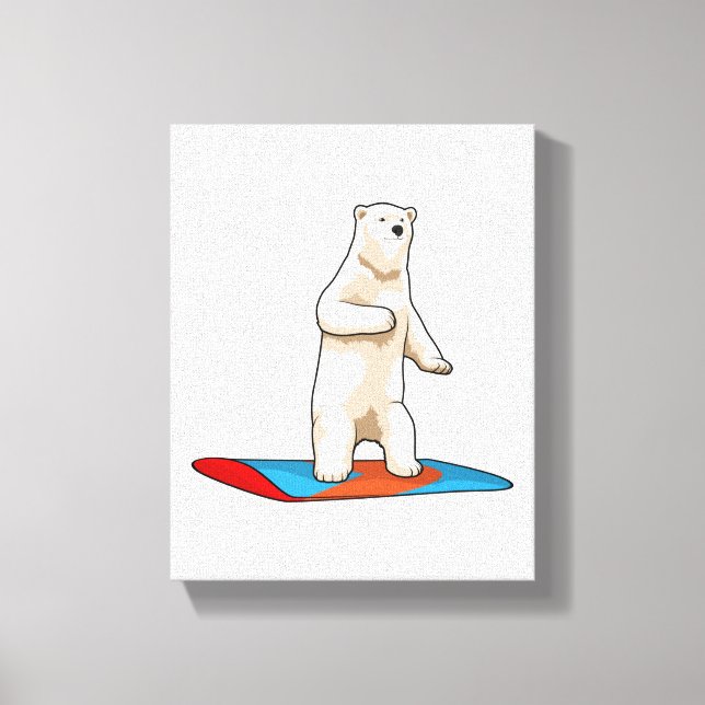 Impressão Em Tela Urso polar como Snowboarder com Snowboard (Frente)