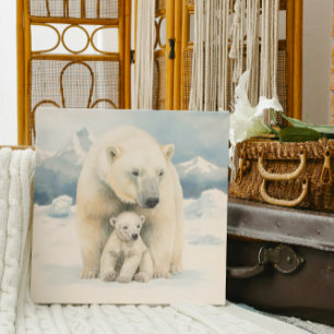 Impressão Em Tela Urso Polar e Legenda Árctica Cub
