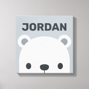 Impressão Em Tela Urso Polar Fofo com Nome Personalizado em Tela