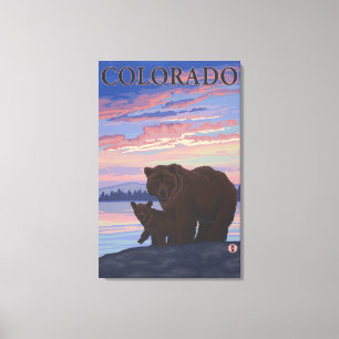 Impressão Em Tela Urso preto e CubColorado