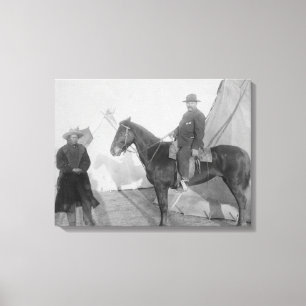 Impressão Em Tela Urso "rochoso" principal de Oglala com branco