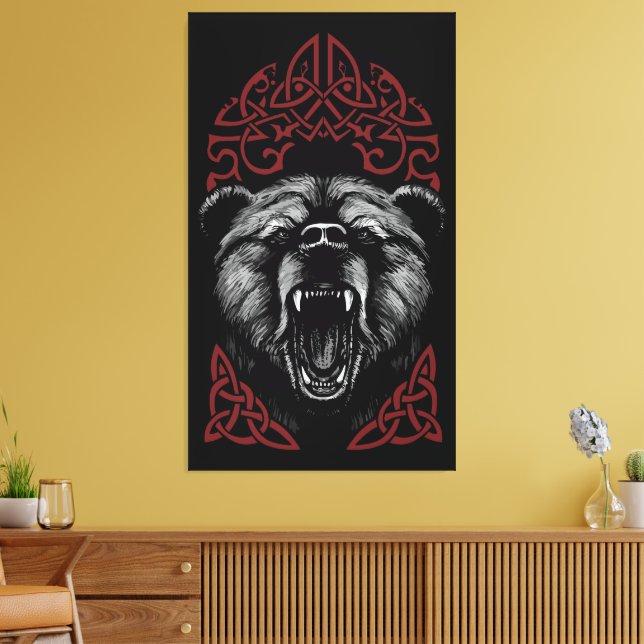 Impressão Em Tela Urso Vikingo Rugindo (Insitu(Sala de estar))