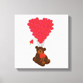 Impressão Em Tela Ursos de pelúcia e balões cardíacos