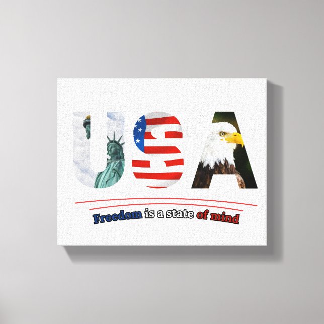 Impressão Em Tela "USA – Freedom Is a State of Mind" (Frente)