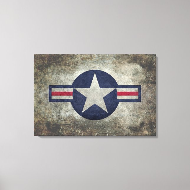 Impressão Em Tela USAF Estilo de Retro Clássico Roundel (Frente)