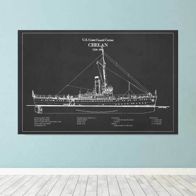 Impressão Em Tela USCGC Chelan - ABD (Insitu(piso de madeira))