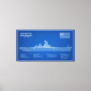Impressão Em Tela USS Missouri - Entregar planos de projeto ABD