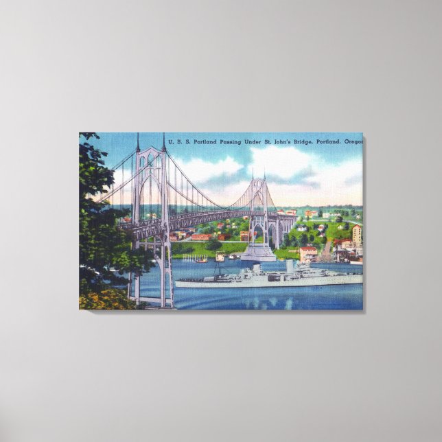 Impressão Em Tela USS Portland Passando debaixo da Rua. (Frente)