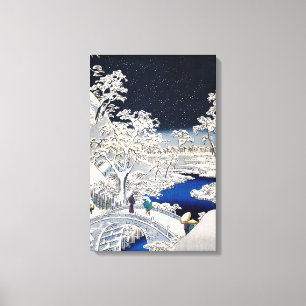 Impressão Em Tela Utagawa Hiroshige - Ponte do Tambor em Meguro