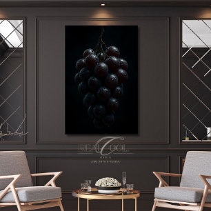 Impressão Em Tela Uvas Cinematográficas Macro Hiper-Realista de Natu