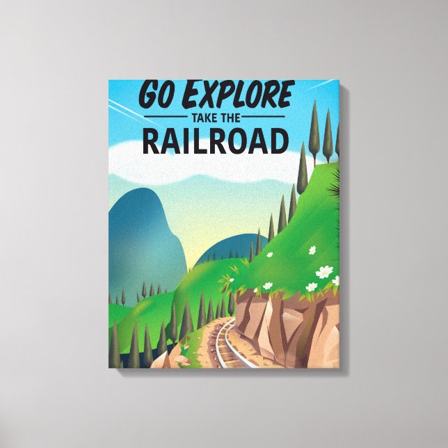 Impressão Em Tela Vá Explorar pegue a Ferrovia (Frente)