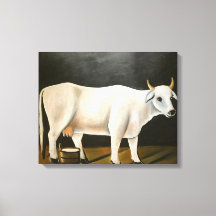 Vaca branca num fundo preto (animal Fazenda)