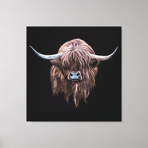 Impressão Em Tela Vaca Do Terreno Escocês A Cor