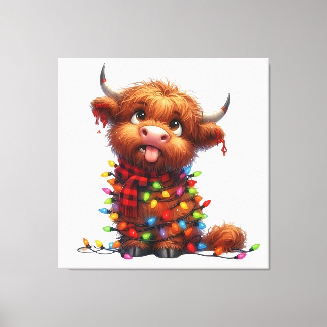 Impressão Em Tela Vaca Funny Highland (Frente)