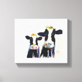 Impressão Em Tela Vacas brancas e negras brancas de água original